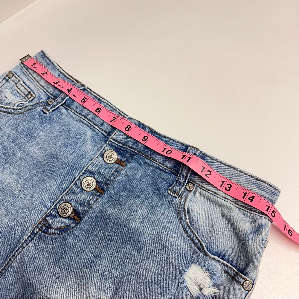 Altar’d state skirt cotton blend sz medium distressed denim mini skirt buttons - Picture 5 of 10